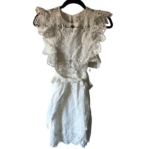 $598 Nightcap Clothing White Eyelet Lace Tie Behind Dress New with tags size 1 - Picture 1 of 12